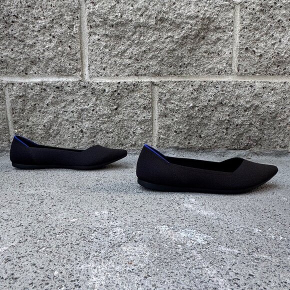 ROTHY'S Black The Point II Shoes Womens 8.5 Black Slip On Flats Rothys Pointed - Picture 2 of 10